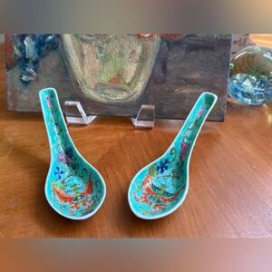 Vintage pair Chinoiserie spoons